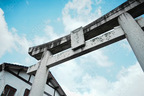 Weathered Torii Gate at Dazaifu Tenmangu Shrine in Fukuoka, Japan