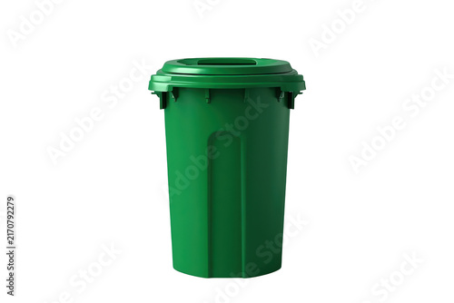 Naklejka Tall green wheelie garbage bin front view