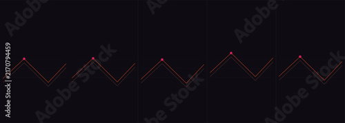 Minimalist repeating line graph patterns with pink data points on black