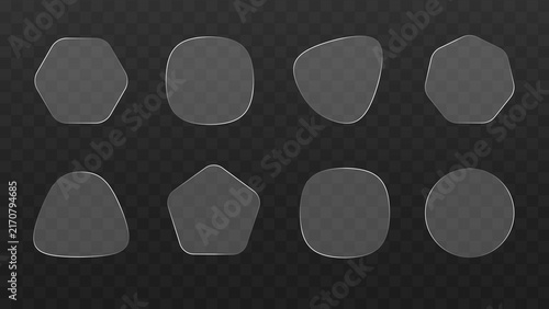 Vector Frosted Glass Polygon Badge Icons Collection for Modern Web Button and App UI Elements