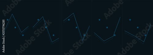 Five abstract geometric blue line patterns on a dark navy background