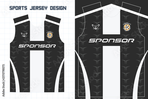 Modern black and white soccer jersey design template