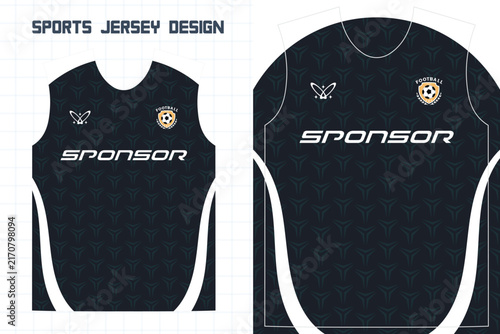 Professional dark soccer jersey template with sponsor and club logo
