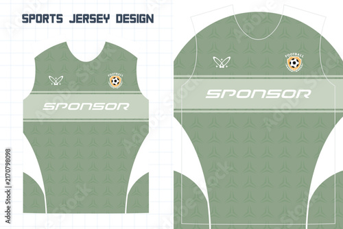 Green soccer jersey template with sponsor space