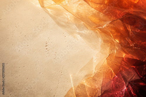 Warm plastic sheet flows over textured sand