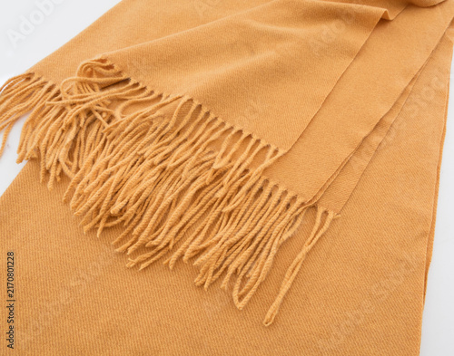 Close-up of scarf or plaid with fringe