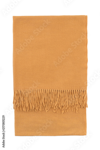 Folded plain colored blanket scarf isolated on white background