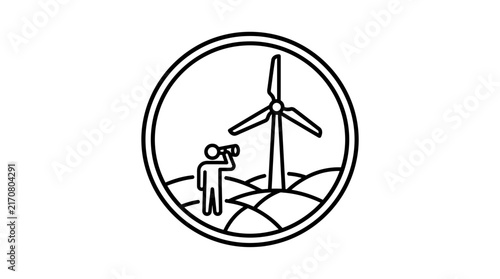Wind Turbine Observation Icon