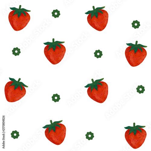 Seamless Pattern Strawberry Christmas Tree Illustration Event Red and Green