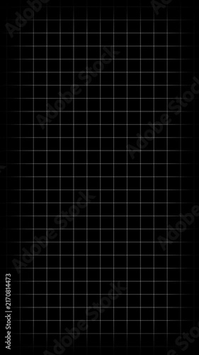 Minimalist white grid pattern on black background, motion loop