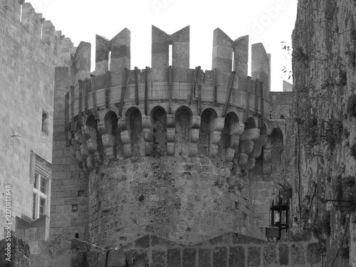 Photography Grand Master's Palace, Rhodes, Medieval Moat, Massive defensive towers, medieval