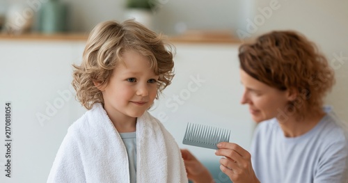 Obraz na płótnie Parent Explaining Head Lice Check