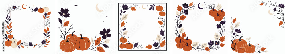 Fototapeta premium Halloween-themed frame vector. Vektor, illustration, minimalist, flat