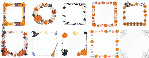 Halloween-themed frame vector. Vektor, illustration, minimalist, flat