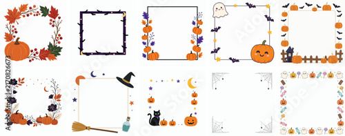 Halloween-themed frame vector. Vektor, illustration, minimalist, flat