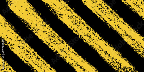 Seamless pattern with brush strokes yellow lines on black. Striped abstract background. Warning Lines Texture. Great for textile, fabric, wallpaper, wrapping, scrapbook and packaging.Eps10