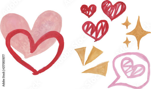 Hand-Drawn Hearts and Decorative Shapes Elements Set