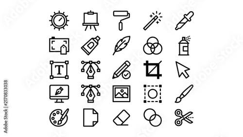 Graphic design tools and software icons for creative professionals  various symbols