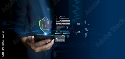 Plakat w ramie Professional developer executes software programming coding workflow applying artificial intelligence ai technology building responsive digital interface innovation daily