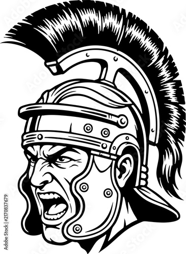 Fierce Roman Warrior Shouting Mascot Vector Illustration