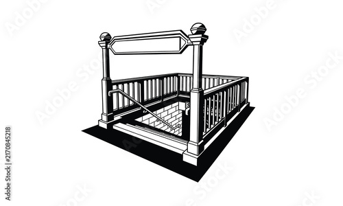 Subway entrance stairs leading underground vector illustration