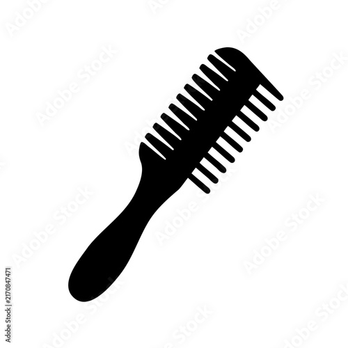 Black hair comb with teeth isolated - Minimalist black hair comb icon featuring evenly spaced teeth, ready for use in graphic design or digital projects.