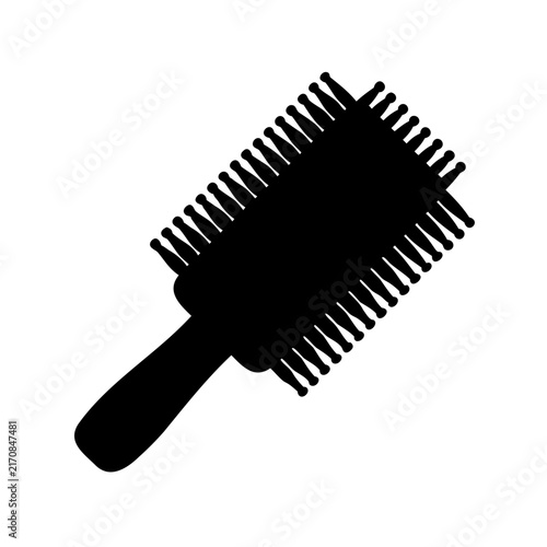 Black hairbrush with bristles isolated - Minimalist black hairbrush with dense bristles, clean and simple design for stock use.