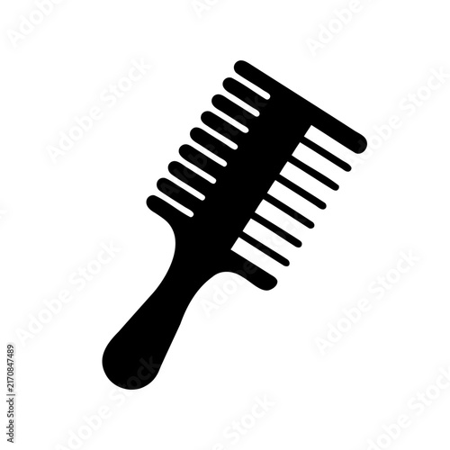 Black hair comb icon with teeth - Minimalist black hair comb icon featuring evenly spaced teeth for styling hair, clean and modern design.