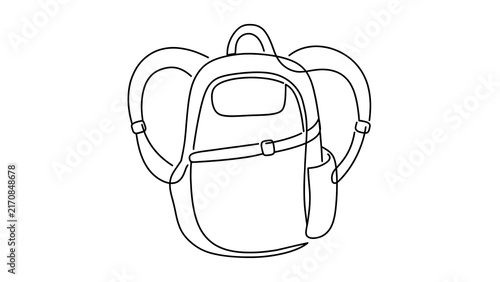 Minimalist backpack sketch white background.