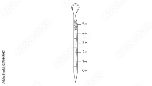 Medical surgical needle with measurements white background.