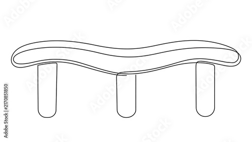 Minimalist bench illustration on white background.