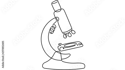 Microscope line art illustration white background.
