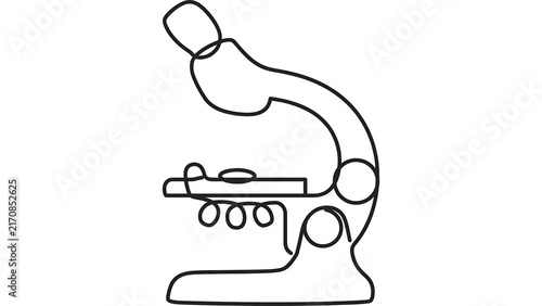 Microscope line art illustration white background.