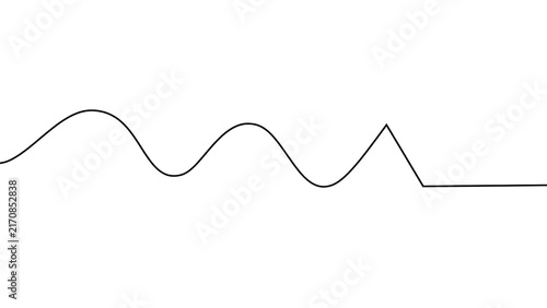 Minimalist black line wave graph white background.