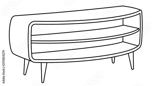 Mid century modern sideboard white background.
