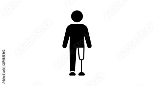 Solid black icon of a person with a prosthetic leg