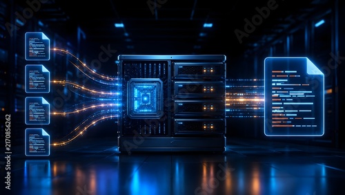 Obraz w ramie Enterprise server architecture ingesting and processing multiple electronic documents for automated data synthesis
