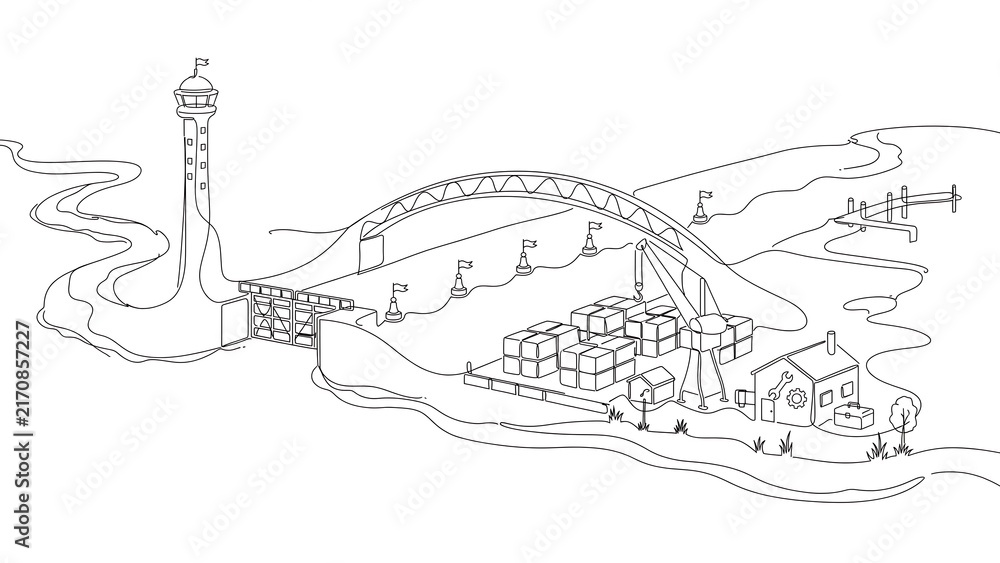 Fototapeta premium Isometric city illustration on white background.