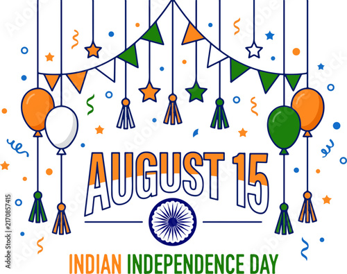 India Independence Day Celebration Banner with Bunting and Balloons