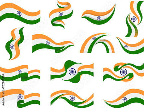 Collection of wavy Indian national flag designs for celebrations