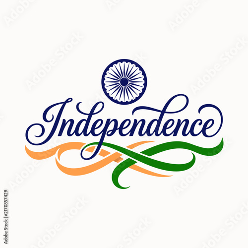 India Independence Day Calligraphy with Ashoka Chakra
