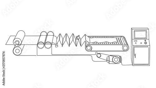 Industrial printing press machine white background.