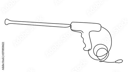 Minimalist line art drill illustration white background.