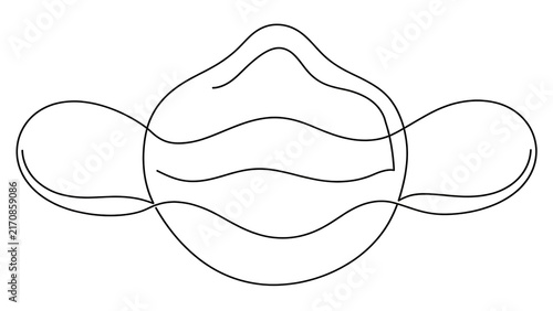 Minimalist line art face mask white background.