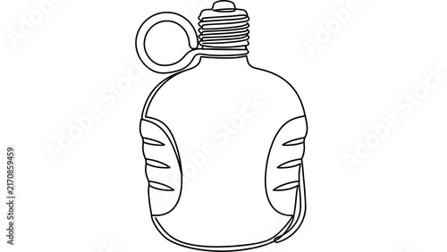 Military style canteen illustration white background.