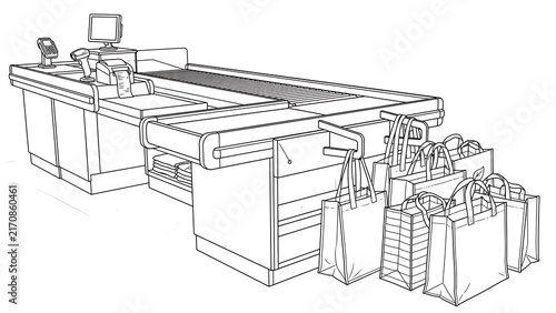 Industrial printing press machine white background.