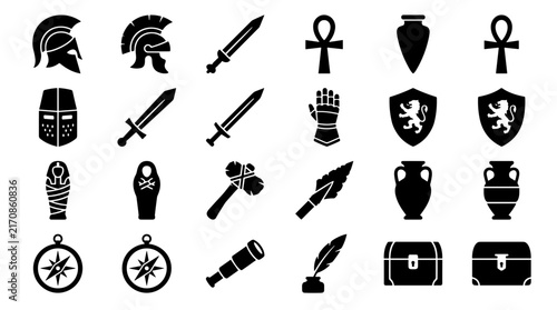 Ancient Artifacts and Symbols Collection Vector Icons