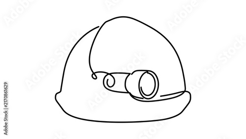 Miners helmet with headlamp white background.
