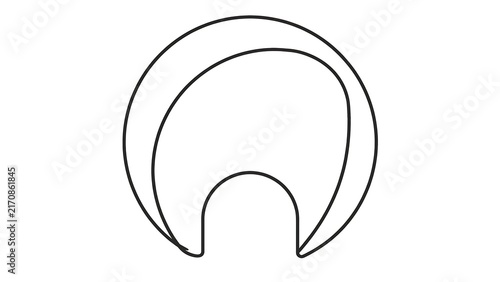 Minimalist abstract loop design white background.