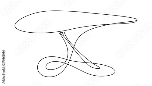 Minimalist abstract table design white background.